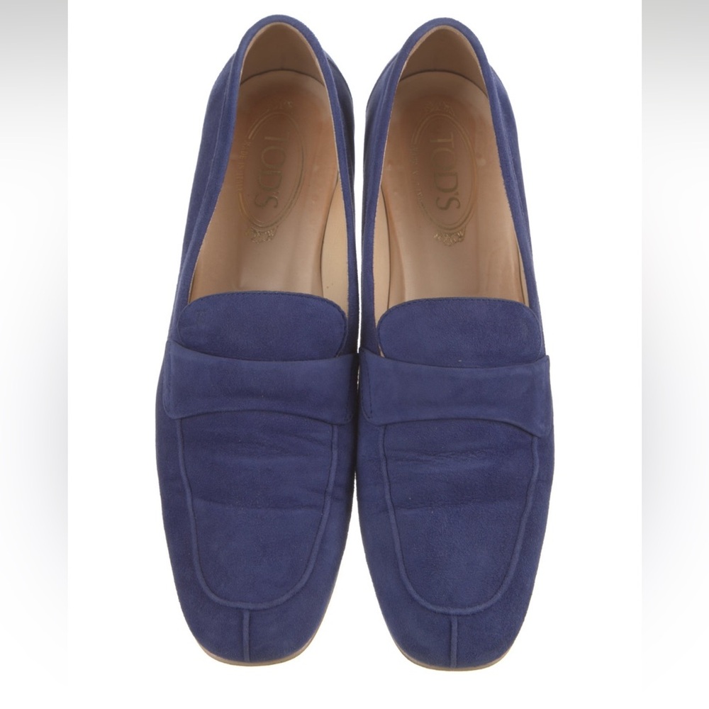 TODS BLUE SUEDE WOMENS LOAFERS